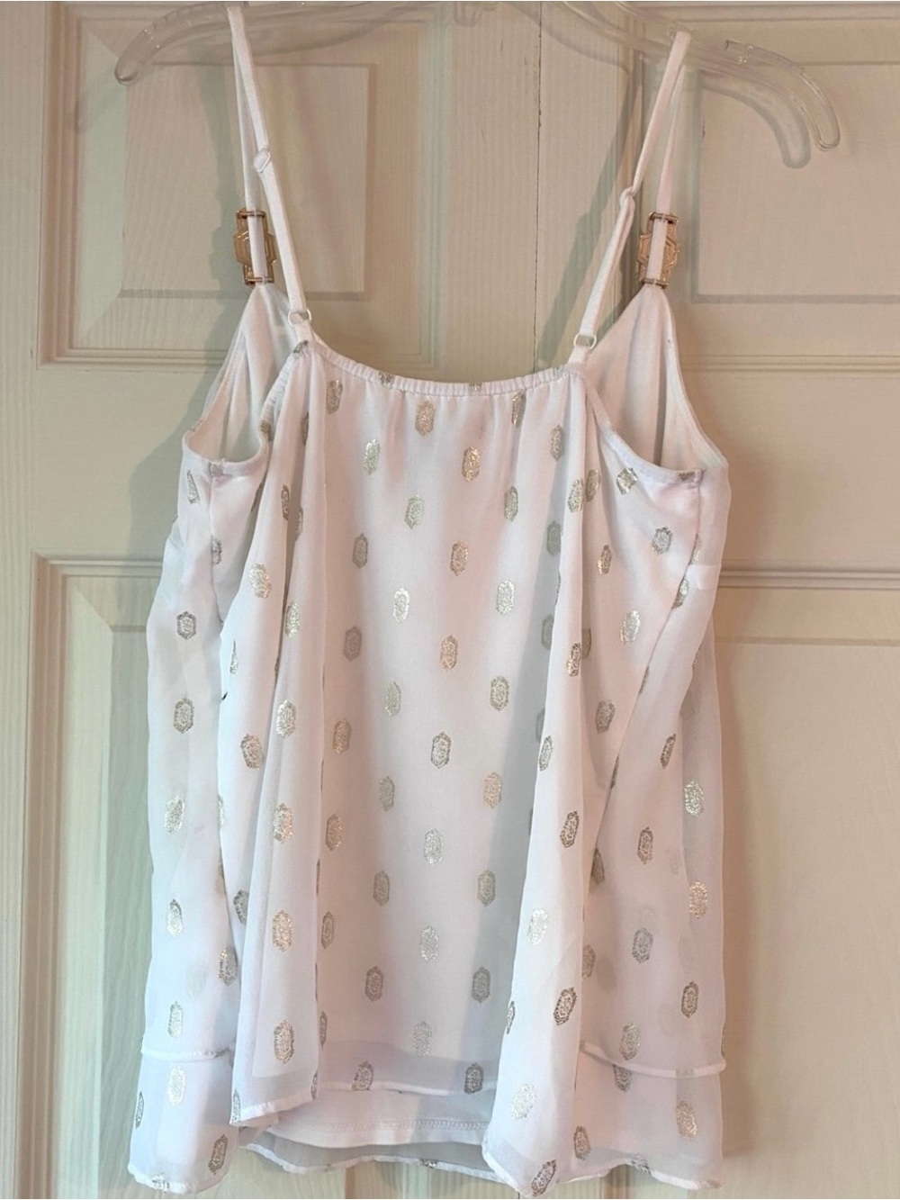White House Black Market White Camisole with Gold Dot Accents - Picture 2 of 4
